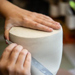 Sally Bertram at work in her studio 2019